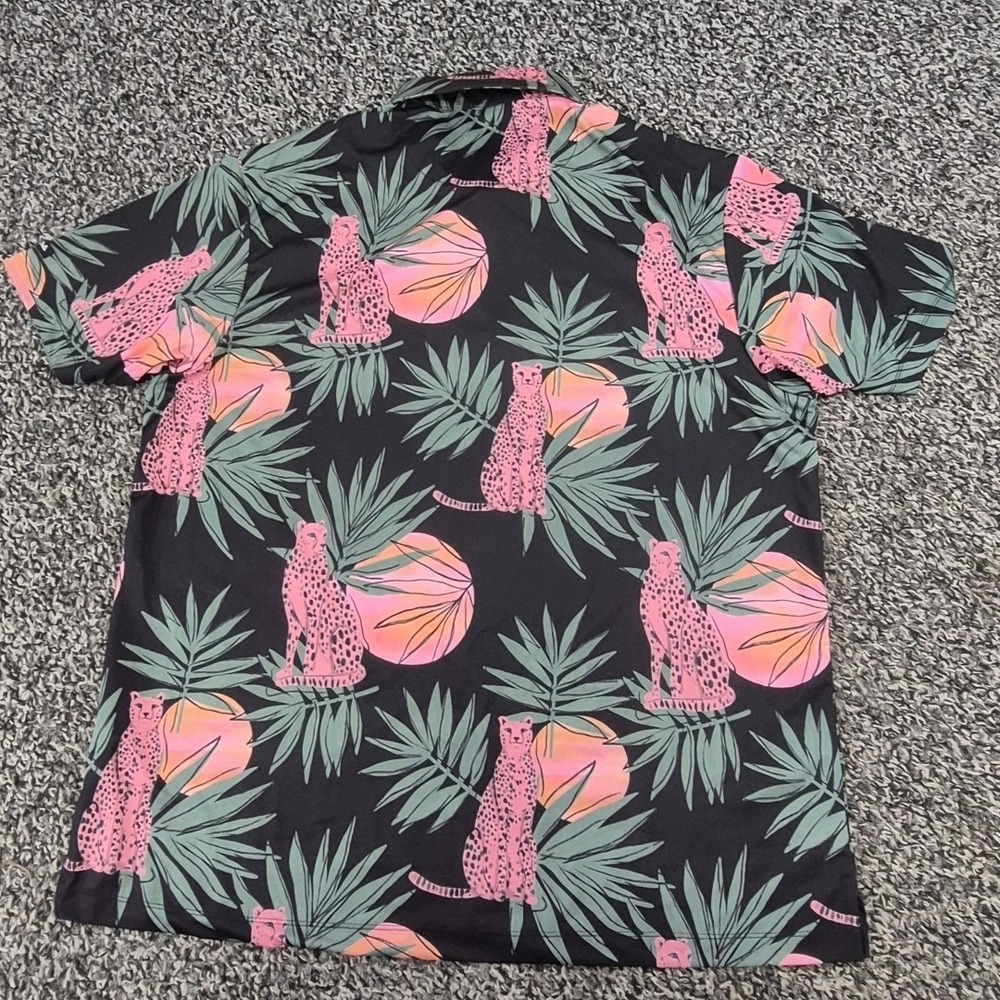 Bad Birdie Polo Shirt Mens 2XL XXL Cheetah Palm Tree Golf Stretch - Picture 8 of 8